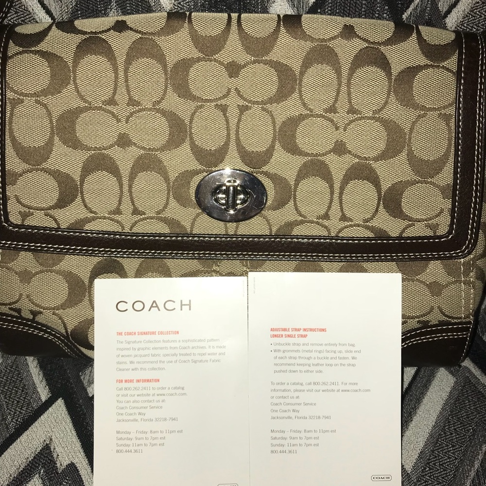 Coach Hampton brown signature flap shoulder bag - Picture 8 of 8